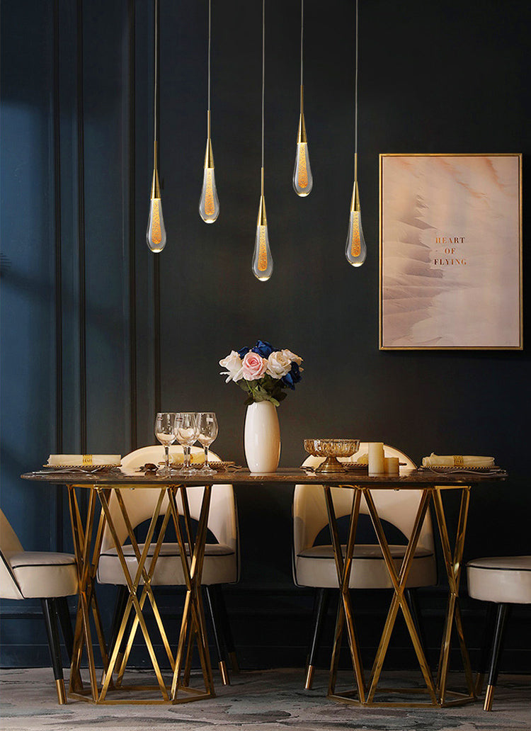 Tröpfchen Multi -Deckenleuchte zeitgenössischer Kristallhaufen Anhänger Licht mit hängenden Kabel für das Restaurant