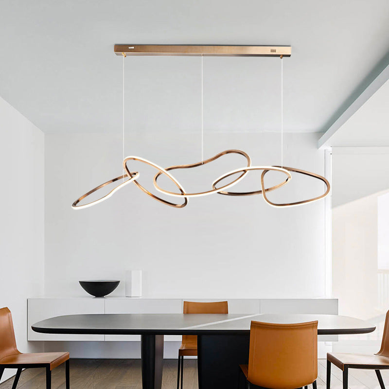 Nordic Simple suspendu plusieurs anneaux lustre pendant léger en métal plafonnier luminaire pour restaurant