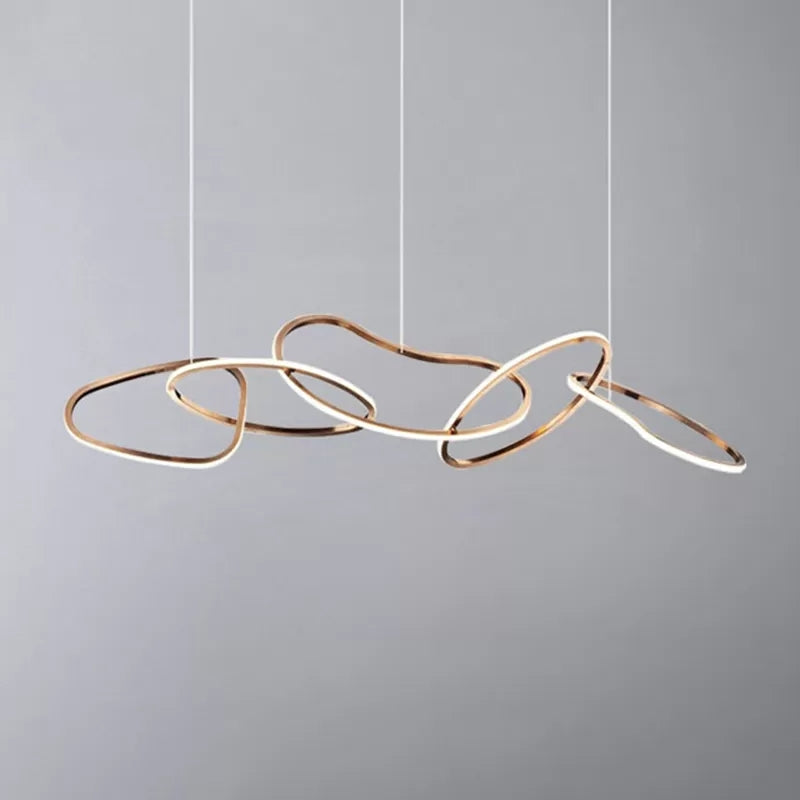 Nordic Simple suspendu plusieurs anneaux lustre pendant léger en métal plafonnier luminaire pour restaurant