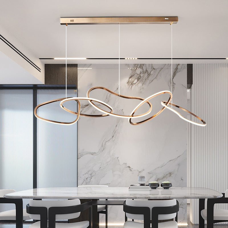 Nordic Simple suspendu plusieurs anneaux lustre pendant léger en métal plafonnier luminaire pour restaurant