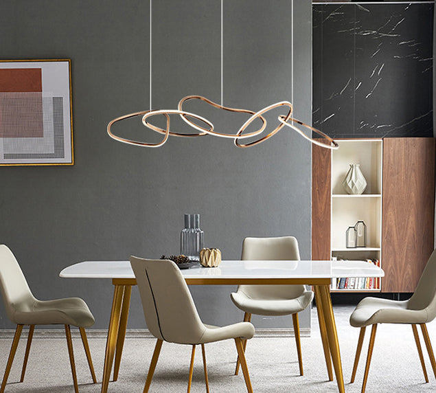 Nordic Simple suspendu plusieurs anneaux lustre pendant léger en métal plafonnier luminaire pour restaurant