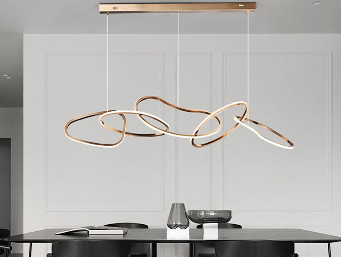 Nordic Simple suspendu plusieurs anneaux lustre pendant léger en métal plafonnier luminaire pour restaurant