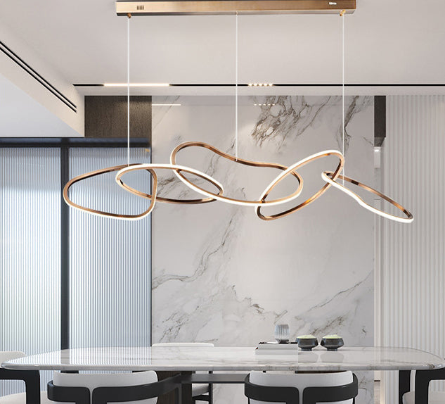 Nordic Simple suspendu plusieurs anneaux lustre pendant léger en métal plafonnier luminaire pour restaurant