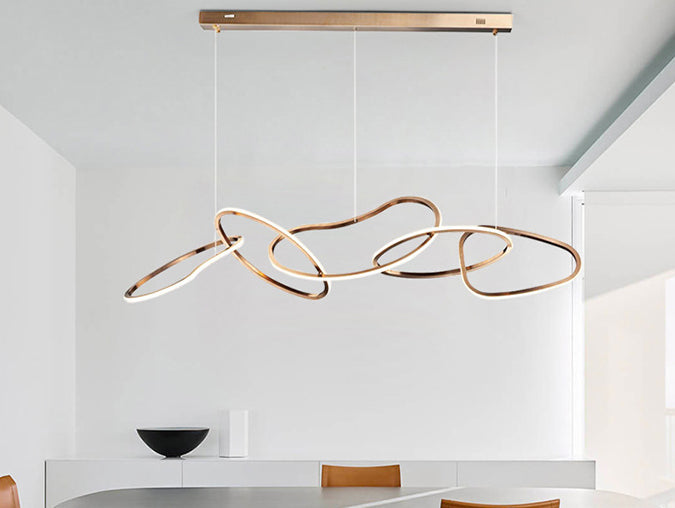 Nordic Simple suspendu plusieurs anneaux lustre pendant léger en métal plafonnier luminaire pour restaurant