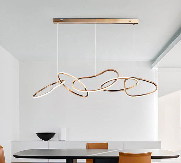 Nordic Simple suspendu plusieurs anneaux lustre pendant léger en métal plafonnier luminaire pour restaurant