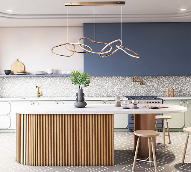 Nordic Simple suspendu plusieurs anneaux lustre pendant léger en métal plafonnier luminaire pour restaurant