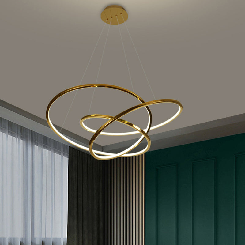 Cycle de cycle moderne lustre en acier inoxydable Plafond plafond avec cordon suspendu réglable pour le salon