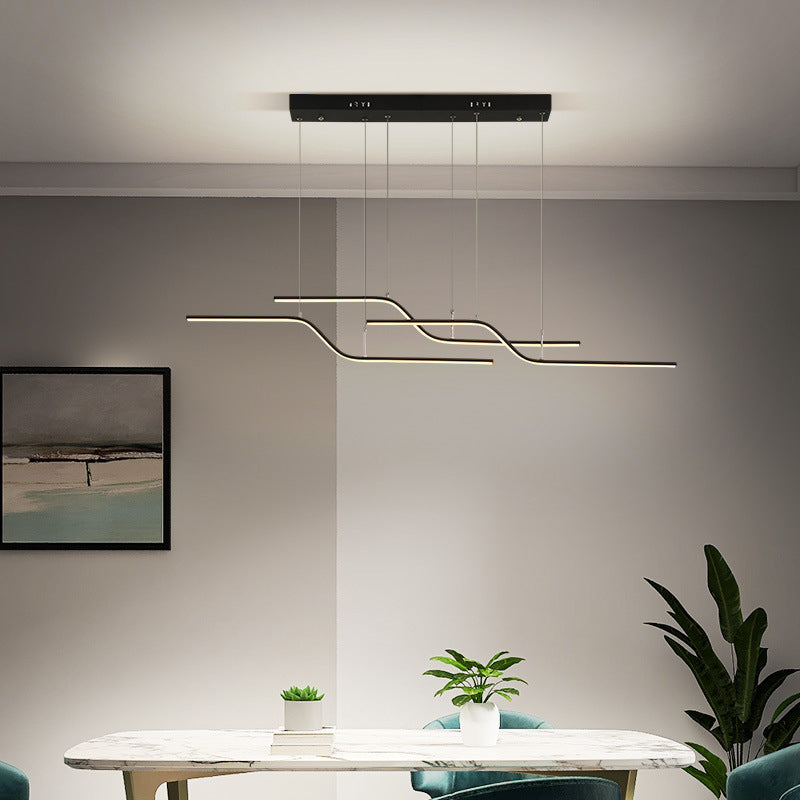 Lampe suspendue métallique à lustre linéaire ultra-moderne avec cordon suspendu pour restaurant