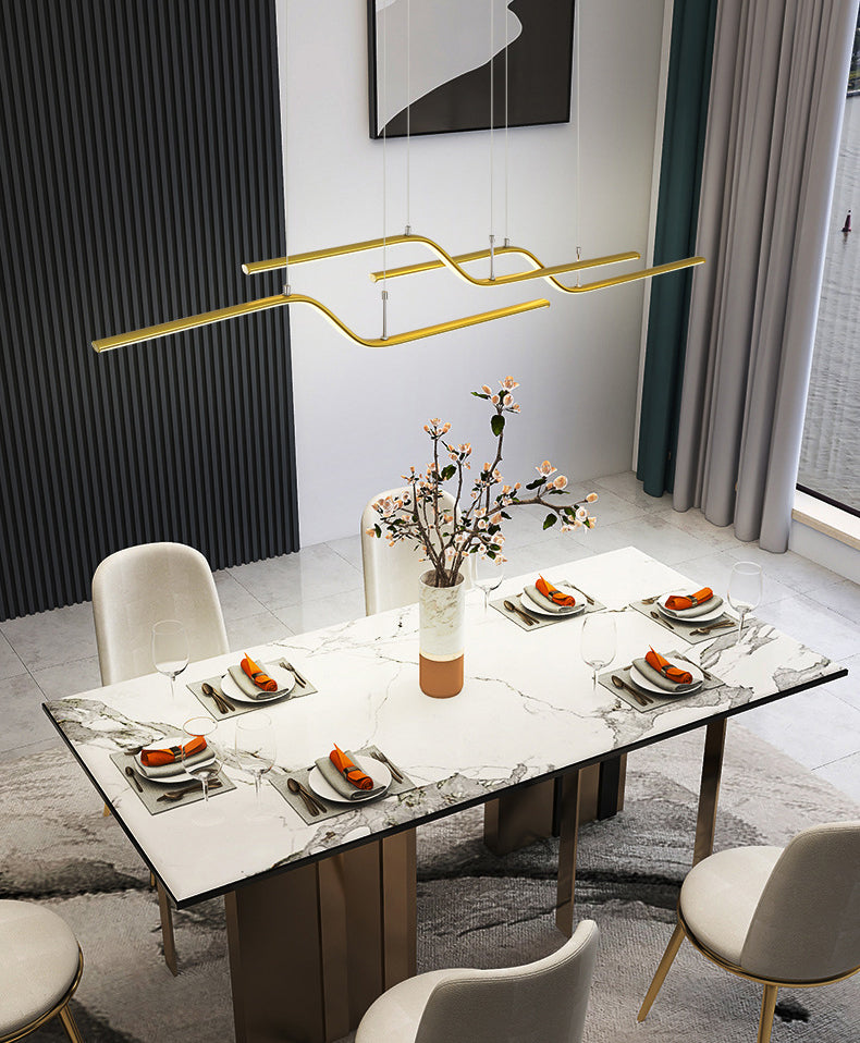 Lampe suspendue métallique à lustre linéaire ultra-moderne avec cordon suspendu pour restaurant