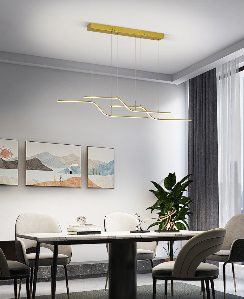 Lampe suspendue métallique à lustre linéaire ultra-moderne avec cordon suspendu pour restaurant