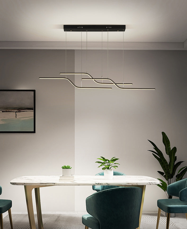 Lampe suspendue métallique à lustre linéaire ultra-moderne avec cordon suspendu pour restaurant