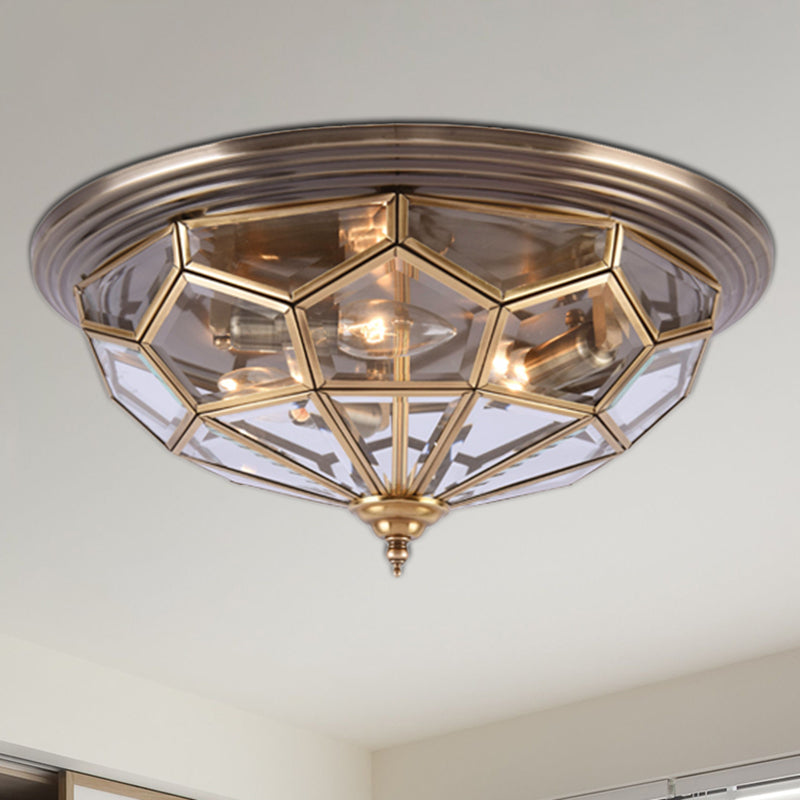 14 "/18" W Prism Slaapkamer Flush Mount Licht Koloniaal Helder Geslepen Glas 2/3 Bollen Messing Dicht Bij Plafond Lamp