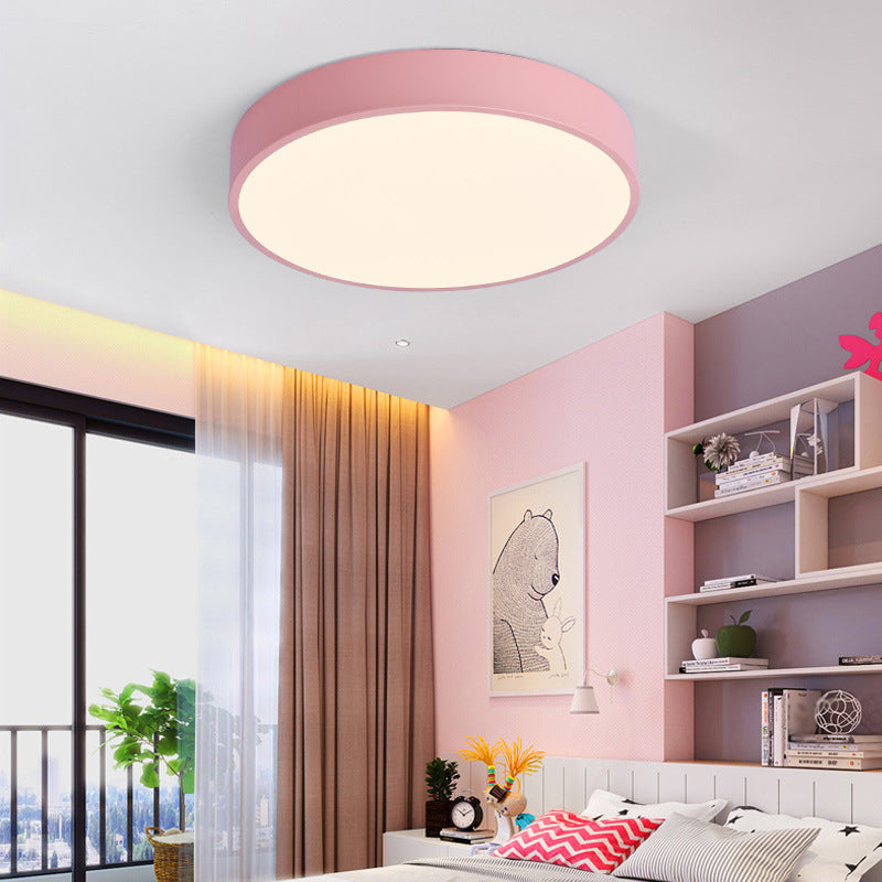 Nordic Style LED Flush Mount Ceiling Fixture Circular Ceiling Mounted Light with Acrylic Shade