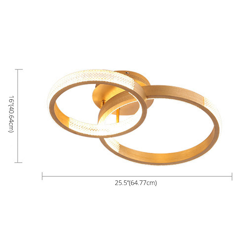 Nordischer Stil Golden gebürsteter Aluminium -LED -Deckenleuchte Multi -Ringe Klar Acryl prismatische Schattenbeleuchtung Anhänger für Wohnzimmer