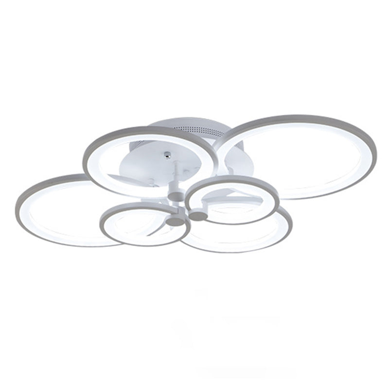 Acrylic Intersecting Rings LED Ceiling Light Metal Minimalist Style Semi Flush Mount Lighting Fixture in White