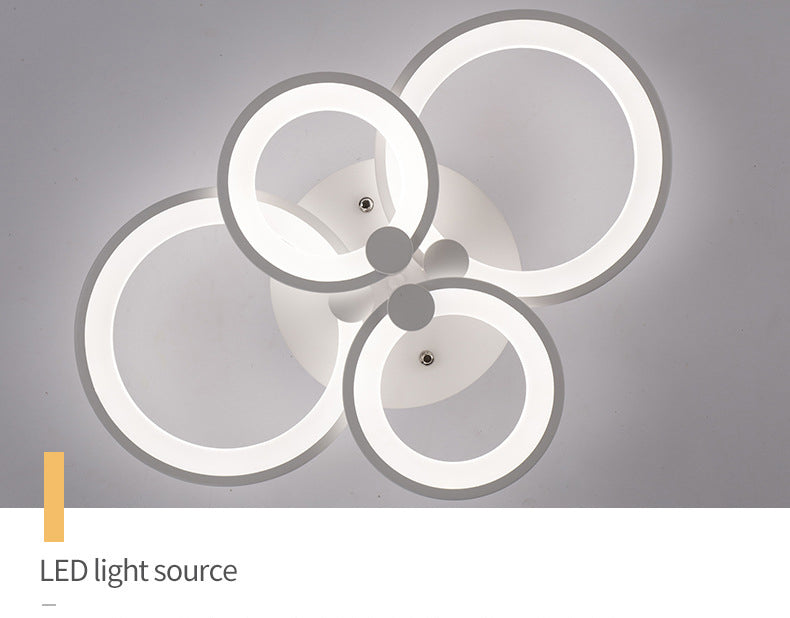 Acrylic Intersecting Rings LED Ceiling Light Metal Minimalist Style Semi Flush Mount Lighting Fixture in White