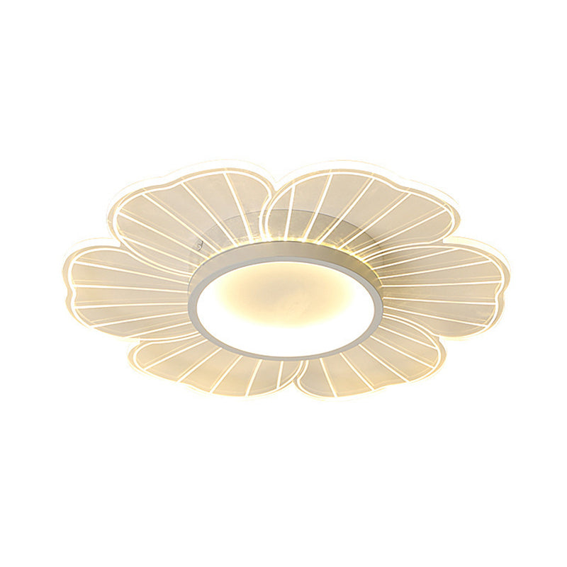 Minimalist LED Ceiling Flush Mount White Flower Close to Ceiling Lamp with Acrylic Shade