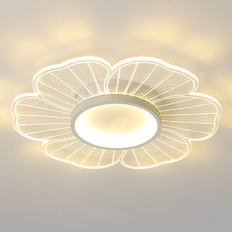 Minimalist LED Ceiling Flush Mount White Flower Close to Ceiling Lamp with Acrylic Shade