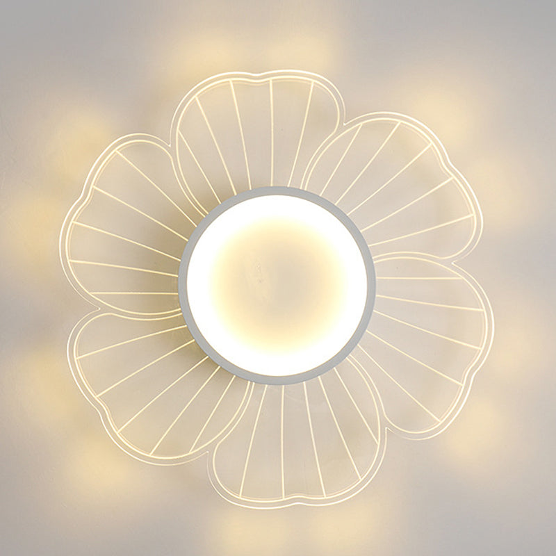 Minimalist LED Ceiling Flush Mount White Flower Close to Ceiling Lamp with Acrylic Shade