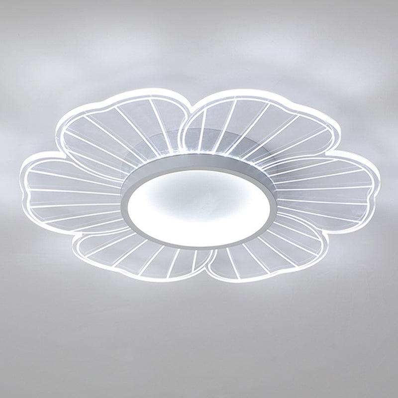 Minimalist LED Ceiling Flush Mount White Flower Close to Ceiling Lamp with Acrylic Shade