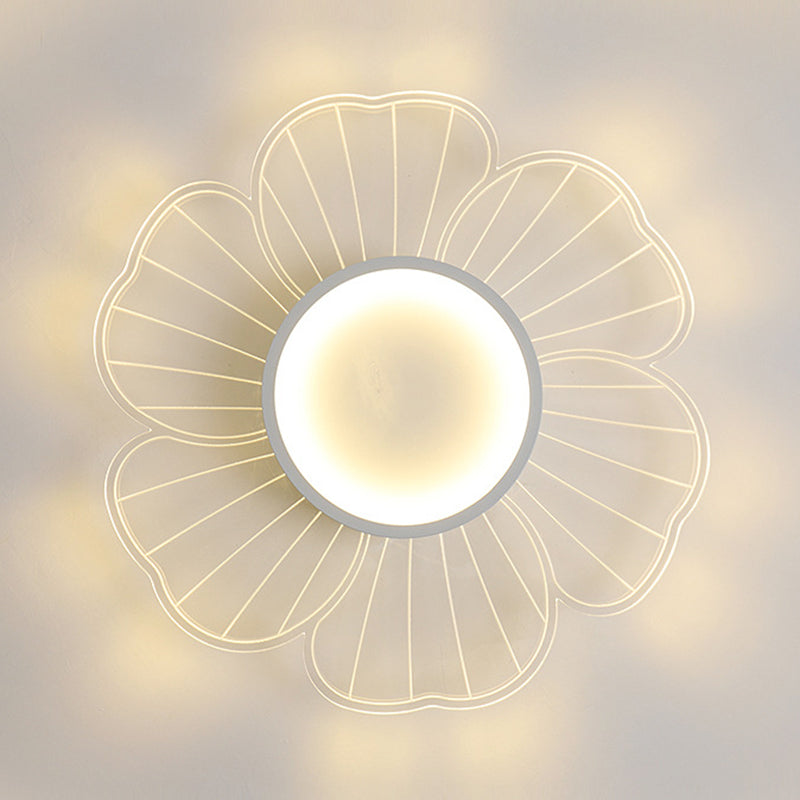 Minimalist LED Ceiling Flush Mount White Flower Close to Ceiling Lamp with Acrylic Shade