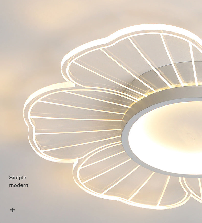 Minimalist LED Ceiling Flush Mount White Flower Close to Ceiling Lamp with Acrylic Shade