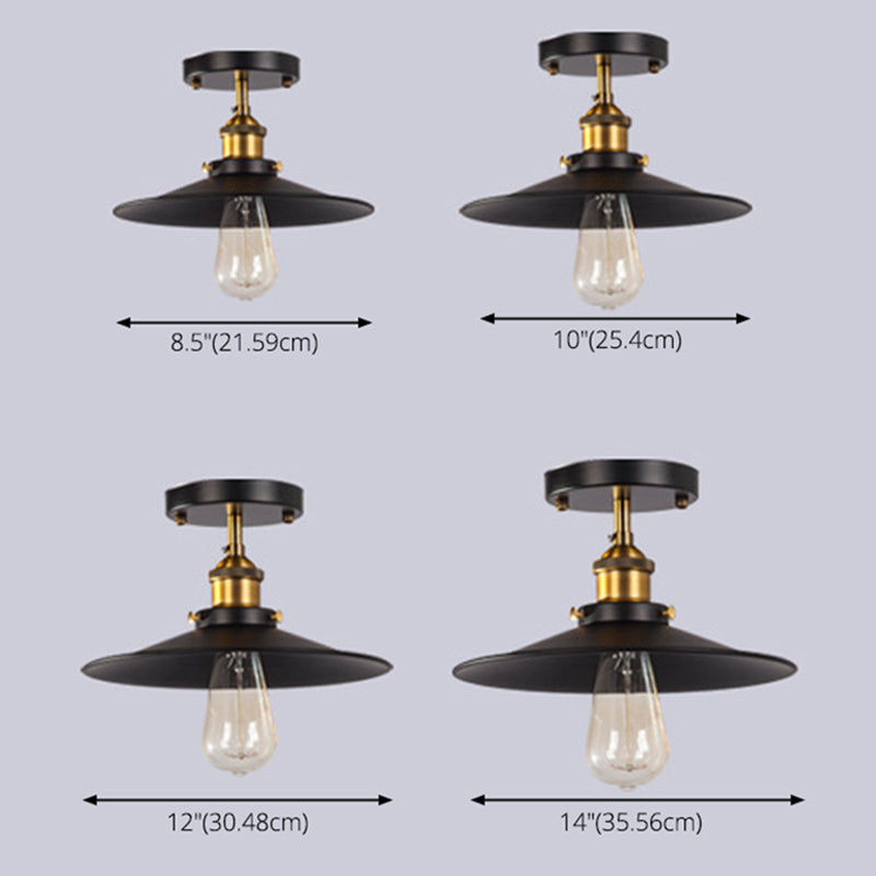 Schwarz schmiedeeisern industrielle Deckenlampe Metall Untertasse Schatten Vintage Beleuchtung für den Flureingang