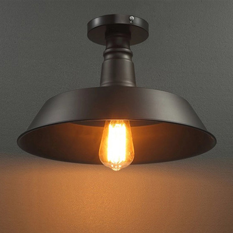 Pentola a forma di coperchio industriale soffitto a sospensione a sospensione singola lampadina singola illuminazione in ferro battuto per l'ingresso del corridoio