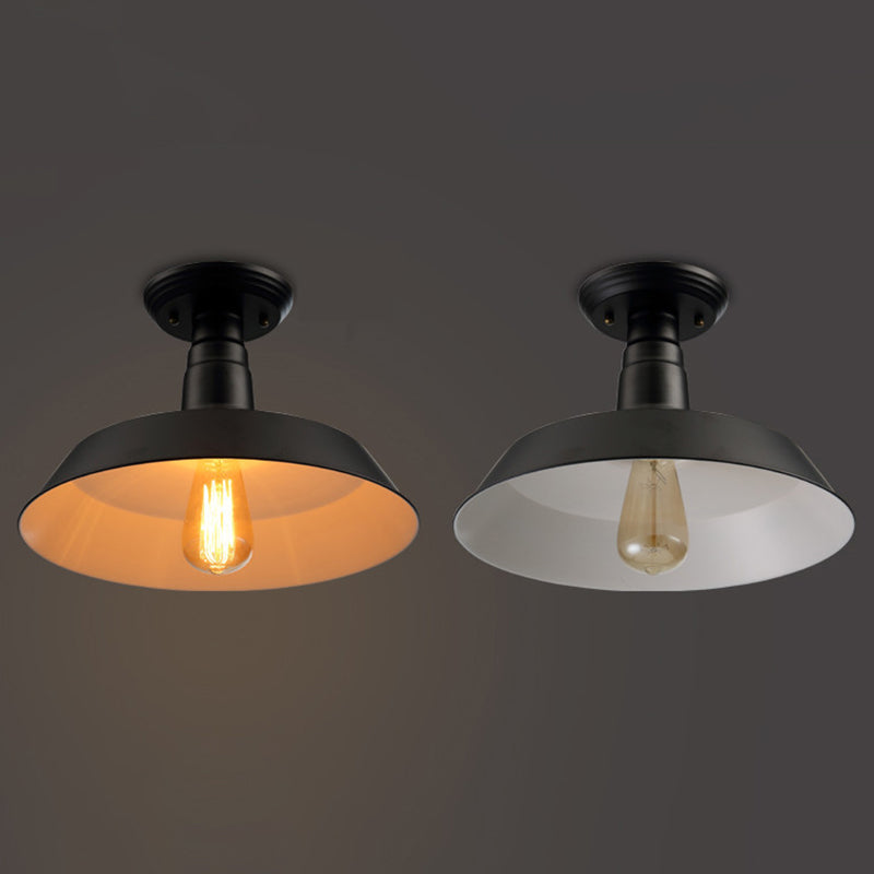 Pentola a forma di coperchio industriale soffitto a sospensione a sospensione singola lampadina singola illuminazione in ferro battuto per l'ingresso del corridoio