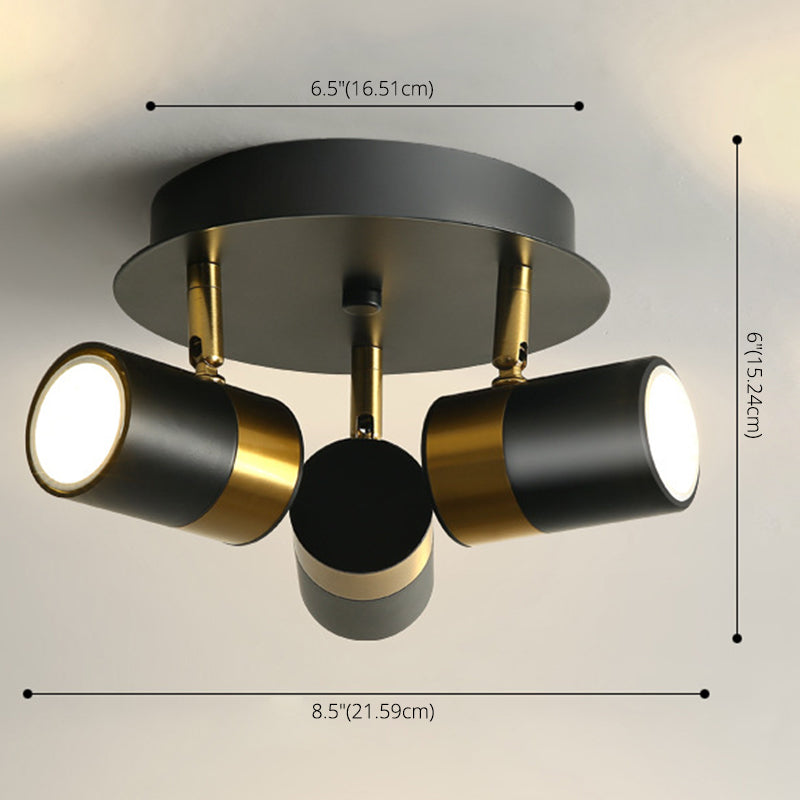 Modern Style Shaded Ceiling Lamp Metallic Hallway Semi Flush Mount Light in Black-Gold