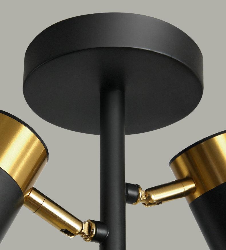 Lámpara de techo sombreada de estilo moderno Pasillo metálico Metálico Semi Flush Light in Black-Gold