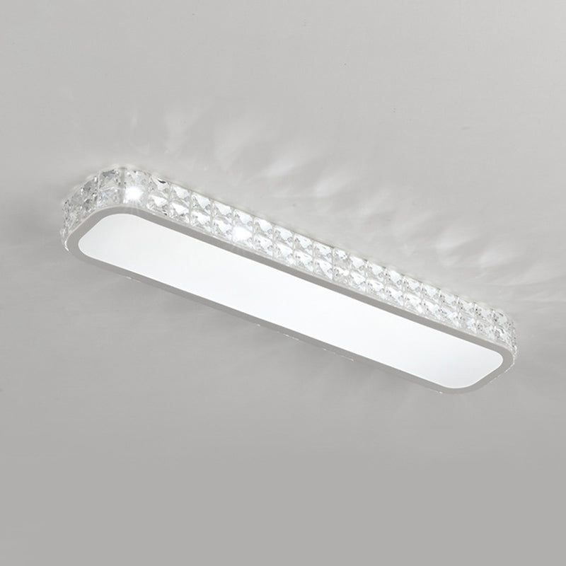 Crystal Oblong Flush Mounted Lamp Simplicity LED Ceiling Flush Light Fixture for Hallway