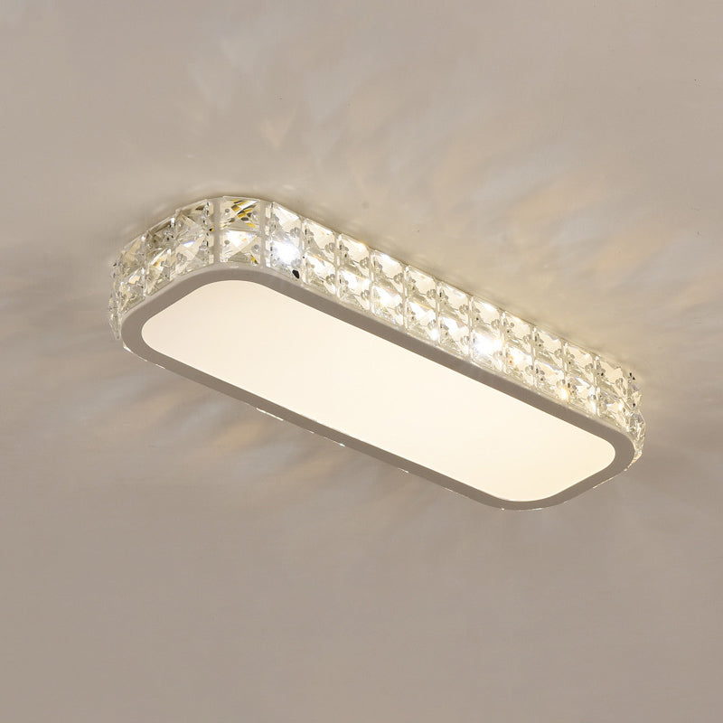 Crystal Oblong Flush Mounted Lamp Simplicity LED Ceiling Flush Light Fixture for Hallway