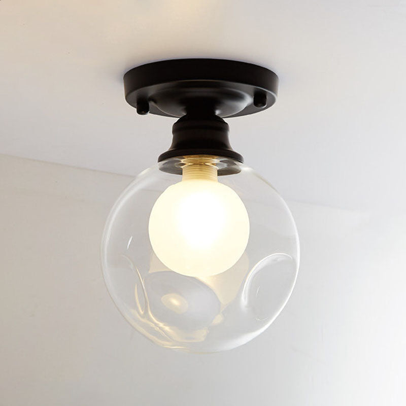 Asle rond Semi Flush Plafond Verre Lumière Plafond moderne Amélior monté en noir