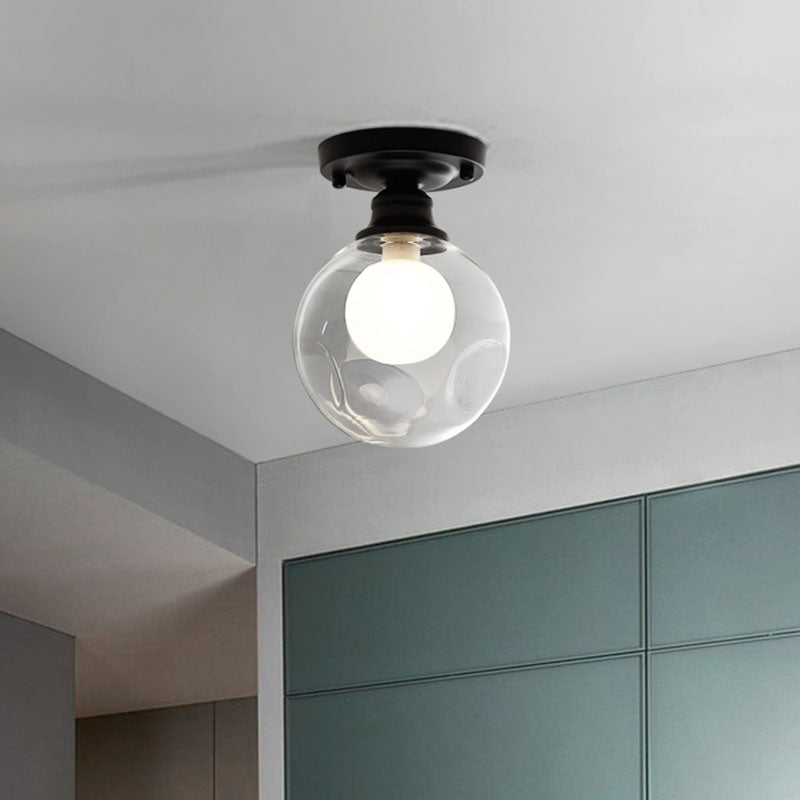 Corridoio rotondo semi -filo con soffitto vetro leggero moderno dispositivo montato in nero