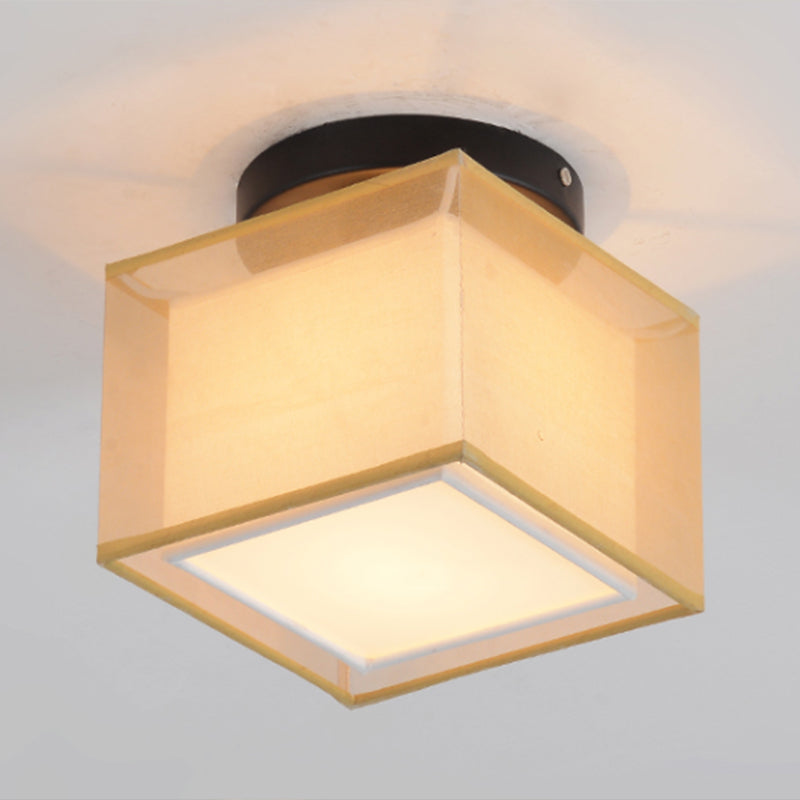 Modern Geometric Semi Mount Lighting Fabric Aisle Flush Mount Ceiling Light Fixture