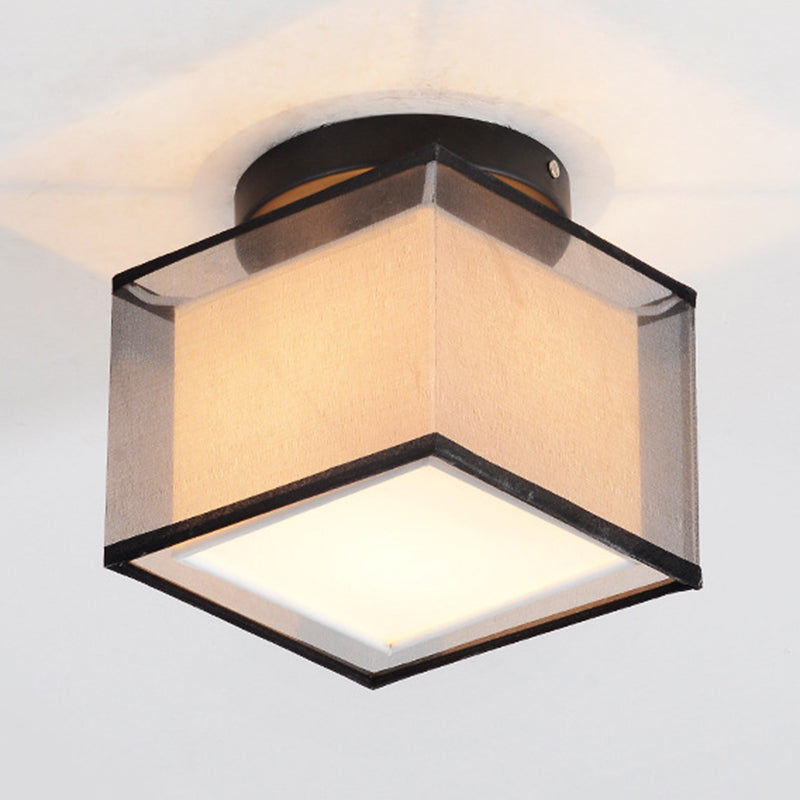 Modern Geometric Semi Mount Lighting Fabric Aisle Flush Mount Ceiling Light Fixture