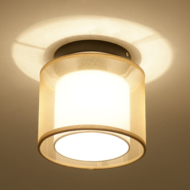 Modern Geometric Semi Mount Lighting Fabric Aisle Flush Mount Ceiling Light Fixture