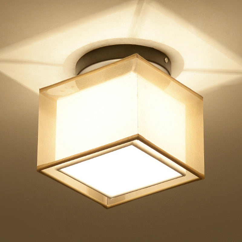 Modern Geometric Semi Mount Lighting Fabric Aisle Flush Mount Ceiling Light Fixture