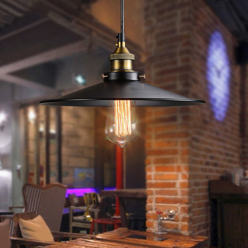 Black 1 Light Pendant Light Industrial Retro Retro Tile Tile Metal Metal Sanging Lamping for Dining Room