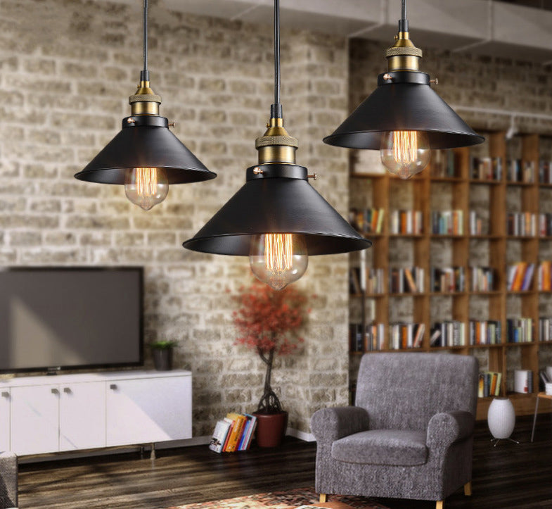 Schwarz 1 hellanhänger leichte industrielle Retro -Verjüngungsschatten -Metallhanglampe für Esszimmer