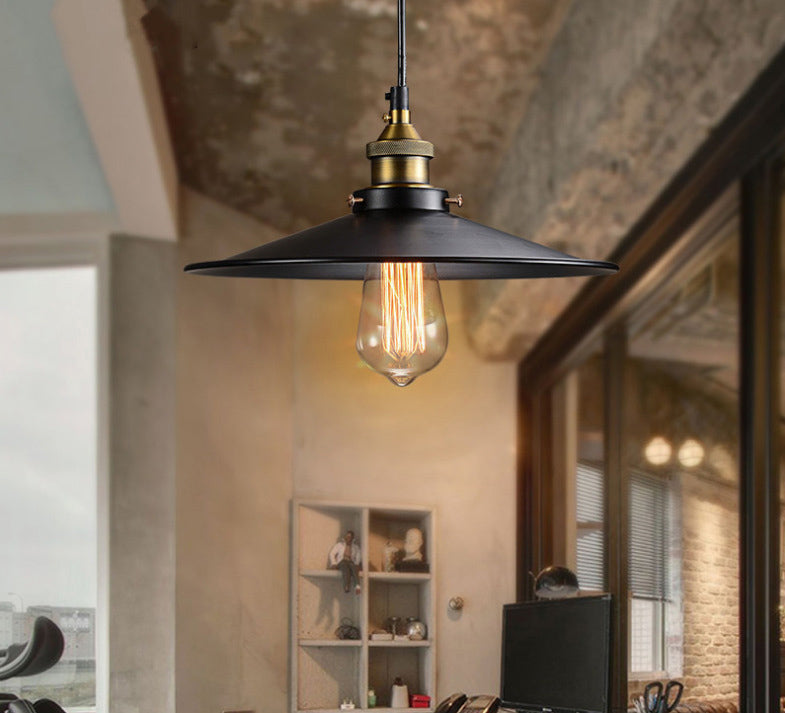 Schwarz 1 hellanhänger leichte industrielle Retro -Verjüngungsschatten -Metallhanglampe für Esszimmer