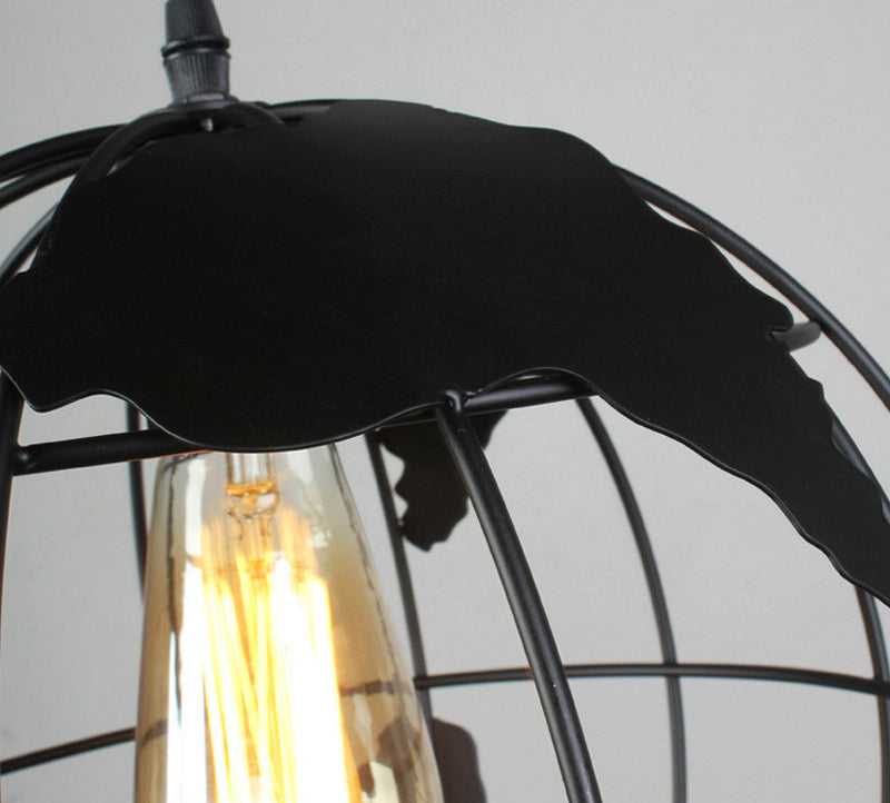 1 Light Sphérique Cage Pendante Light Retro Metal Shade Restaurant lampe suspendue