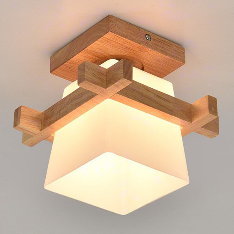 Indoor Porch Decoration Semi Flush Mount Lighting Modern Style Wooden Semi Flush Chandelier