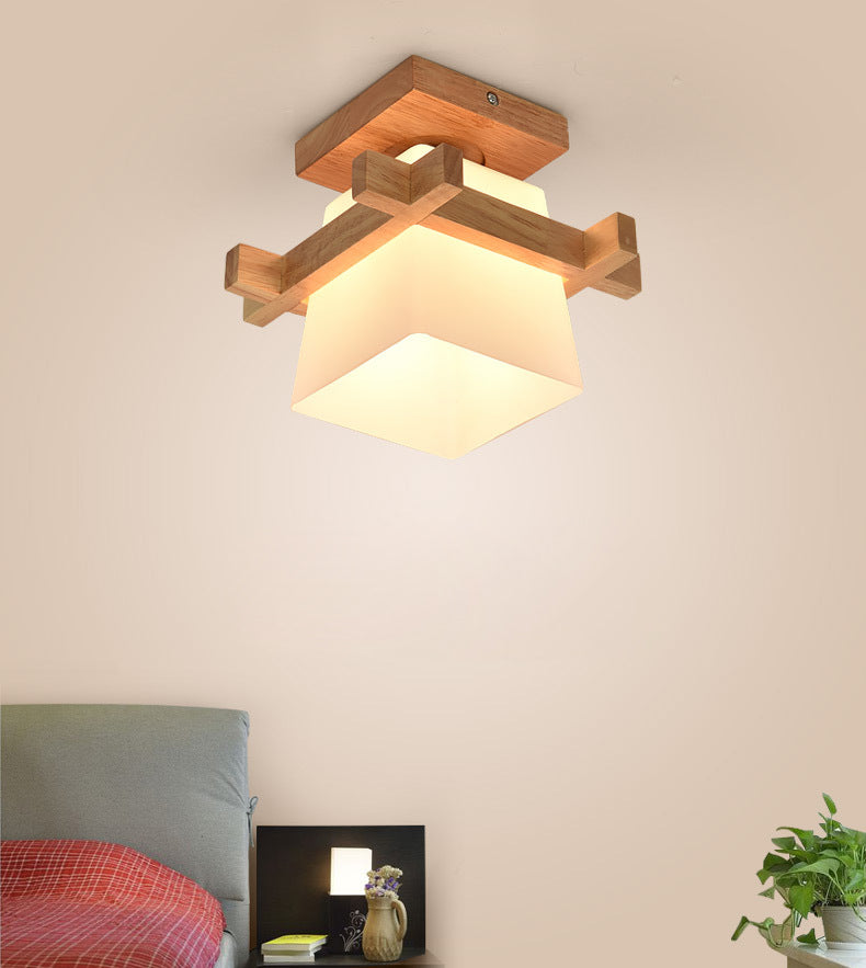 Indoor Porch Decoratie Semi Flush Mount Lighting Moderne stijl houten semi -flush kroonluchter