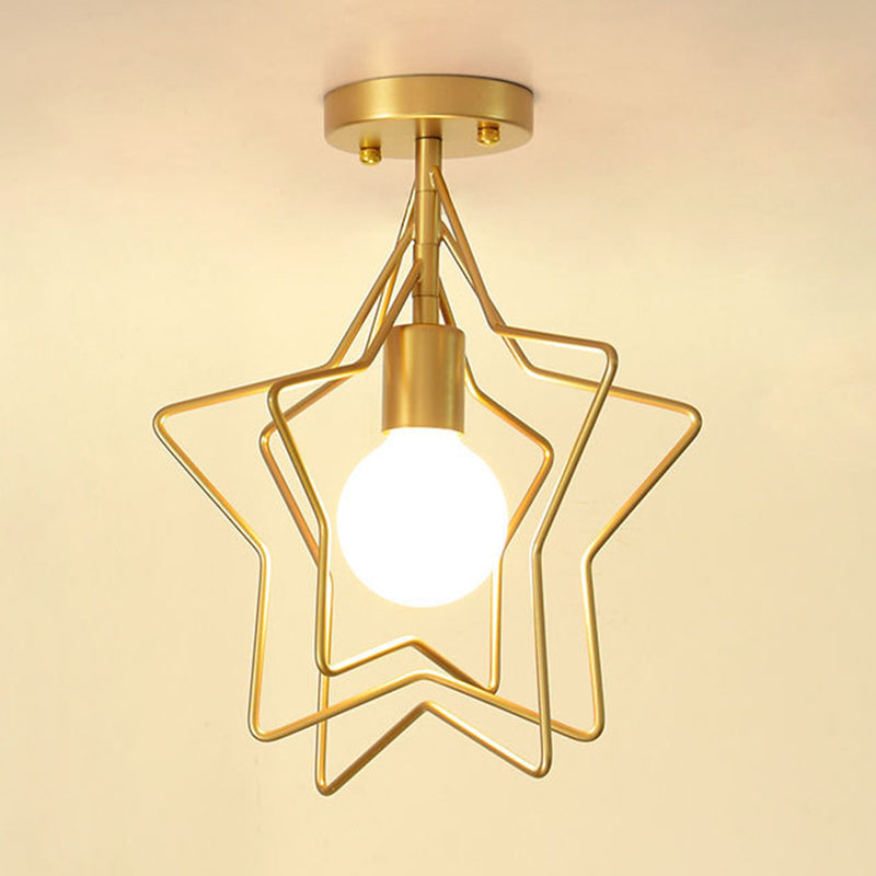 Angle étoiles réglables en fer Light Style industriel Style 1-Light Semi Flush Fush Mount Lampe pour chambre à coucher