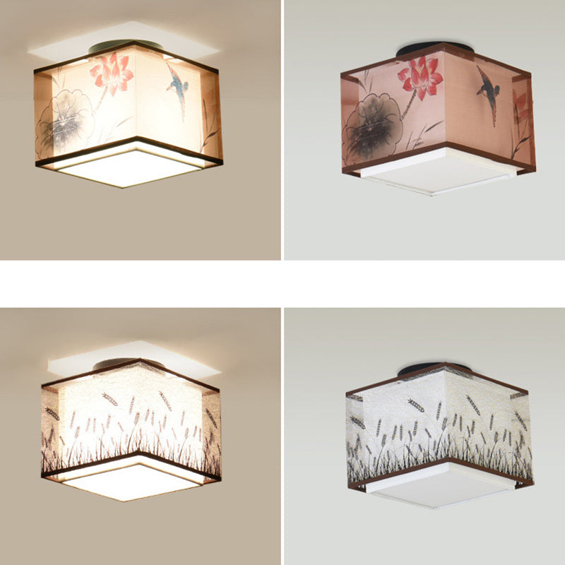 1-bulb plafond spoeling mount vintage gang spoellamp met dubbele stof in de schaduw in zwart