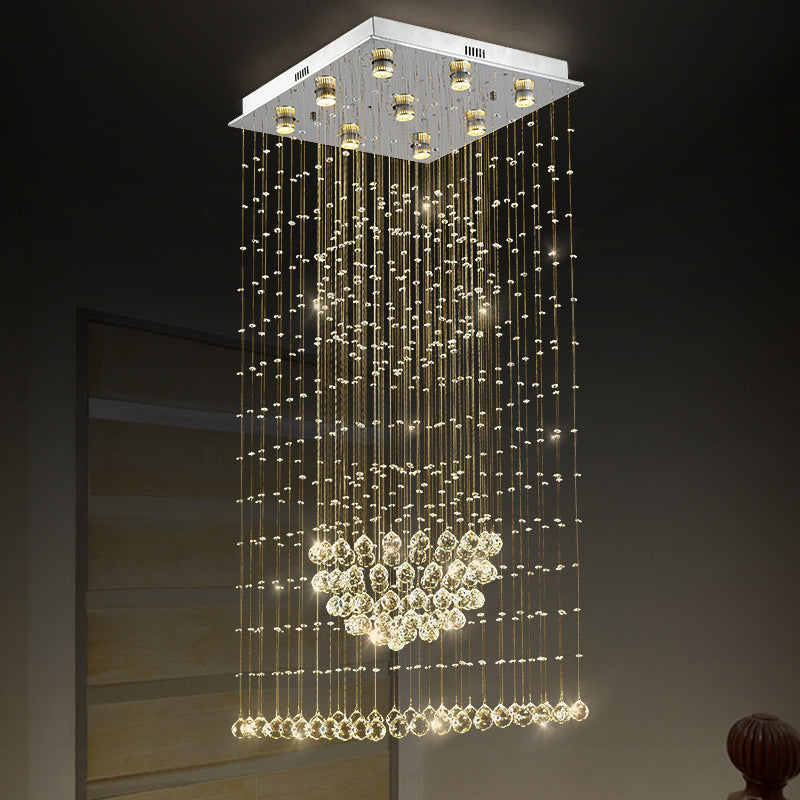 Teardrop Flush Monte Contemporary Crystal 9 Testa Nickel Chiudi a Soffitto Illuminazione