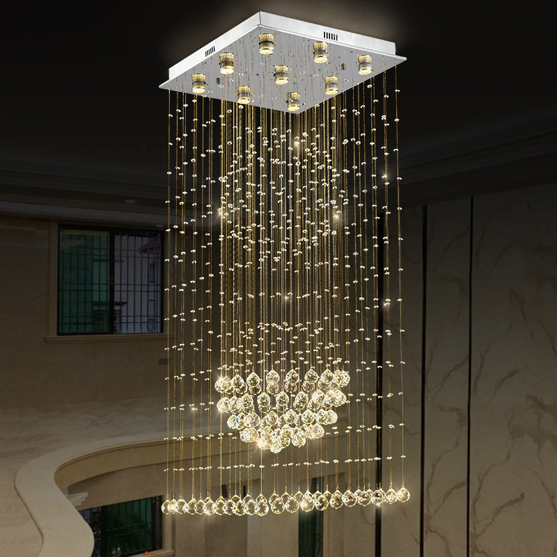 Teardrop Flush Monte Contemporary Crystal 9 Testa Nickel Chiudi a Soffitto Illuminazione