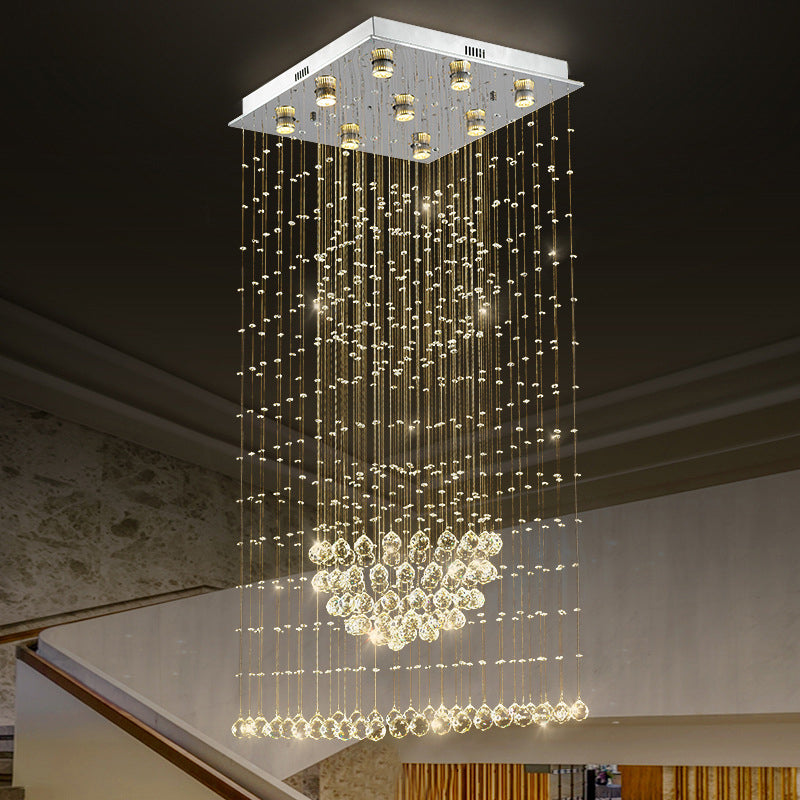 Teardrop Flush Monte Contemporary Crystal 9 Testa Nickel Chiudi a Soffitto Illuminazione